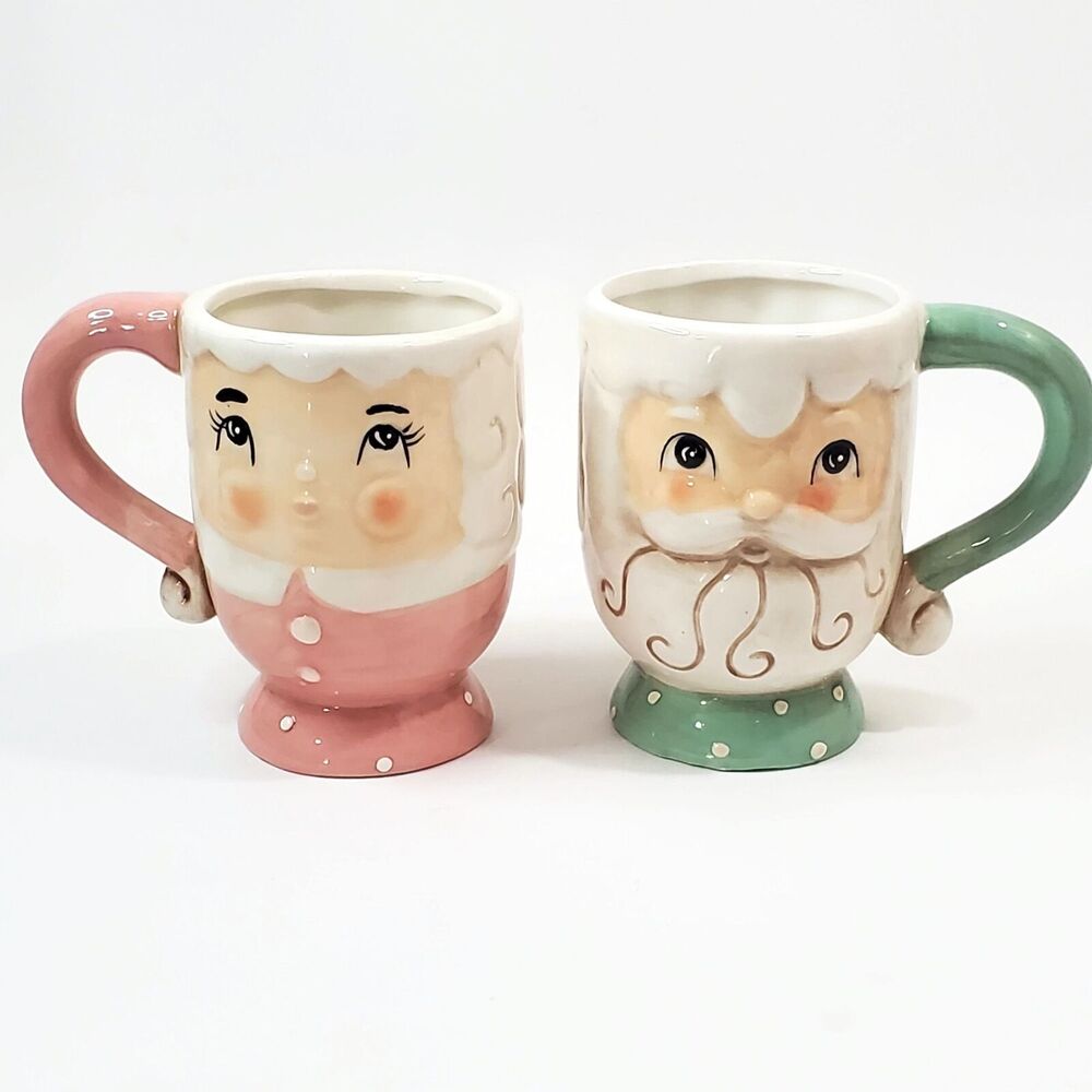 Johanna Parker Retro Christmas Pastel Mr. & Mrs. Claus Mug Set